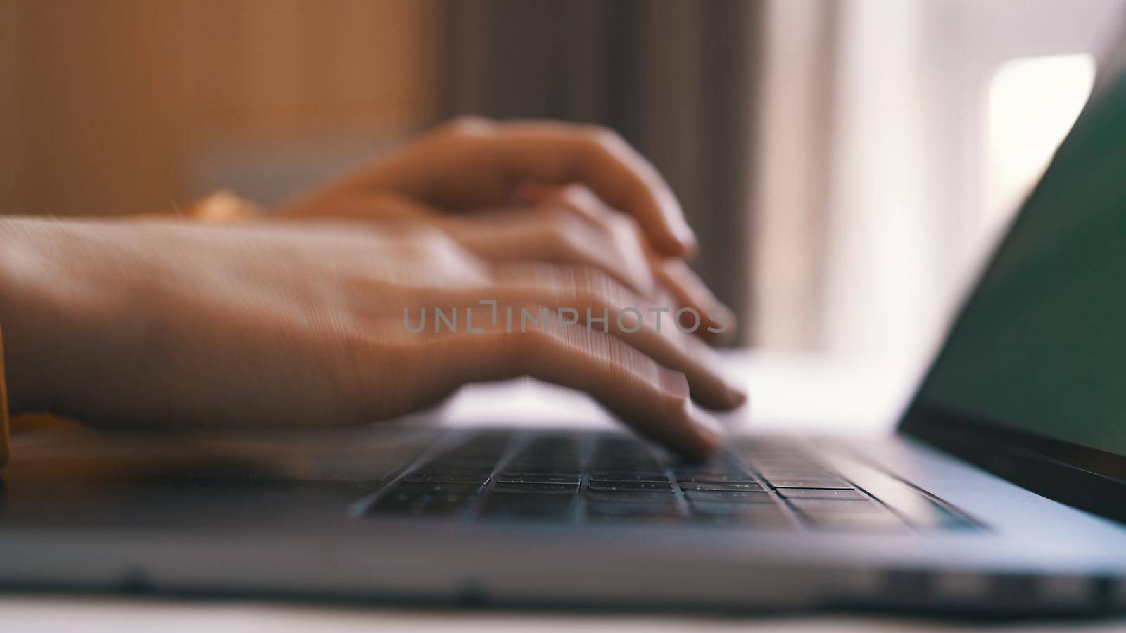 laptop close up typing work technology communication work at home. High quality photo