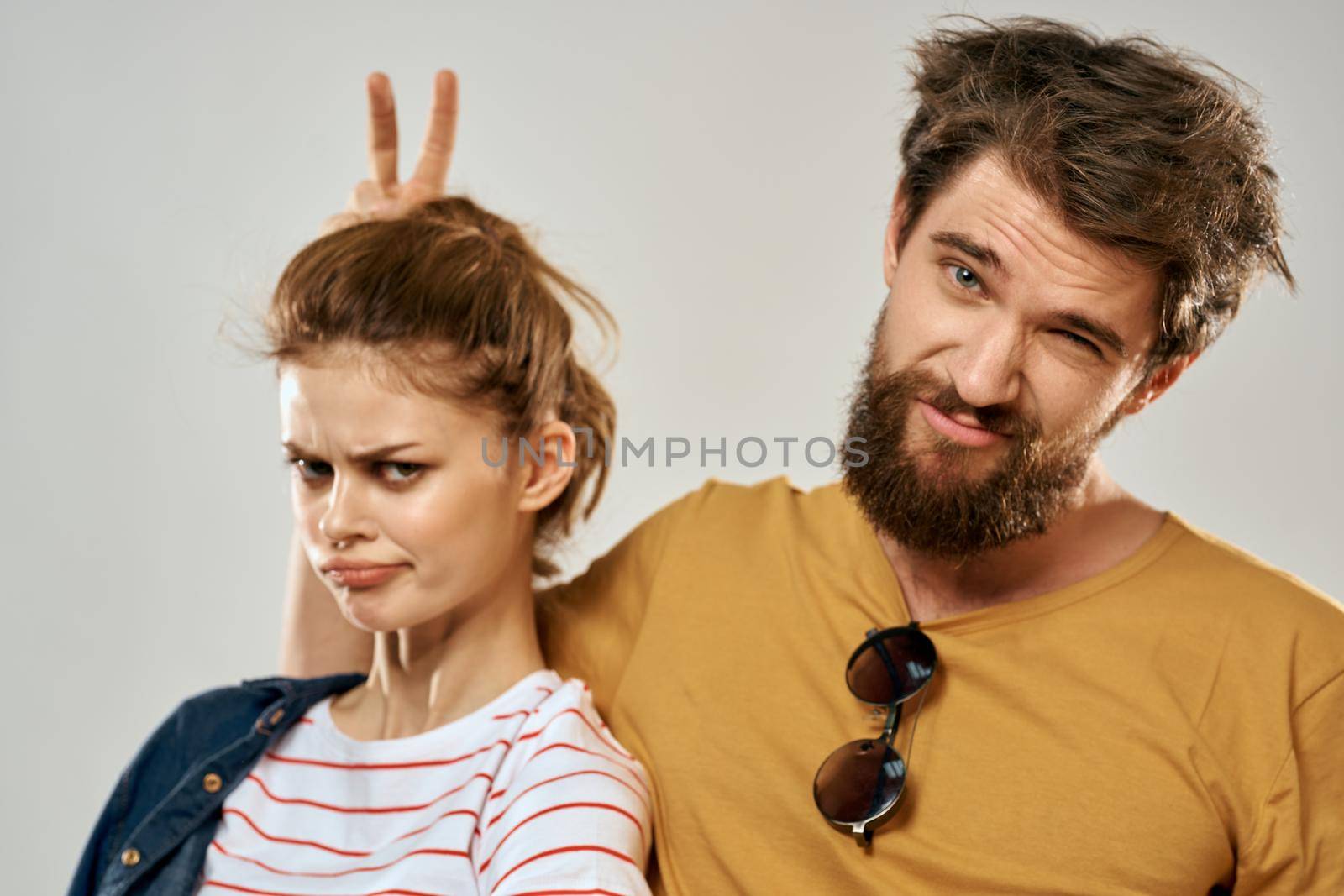 Man and woman Friendship communication fun close-up. High quality photo