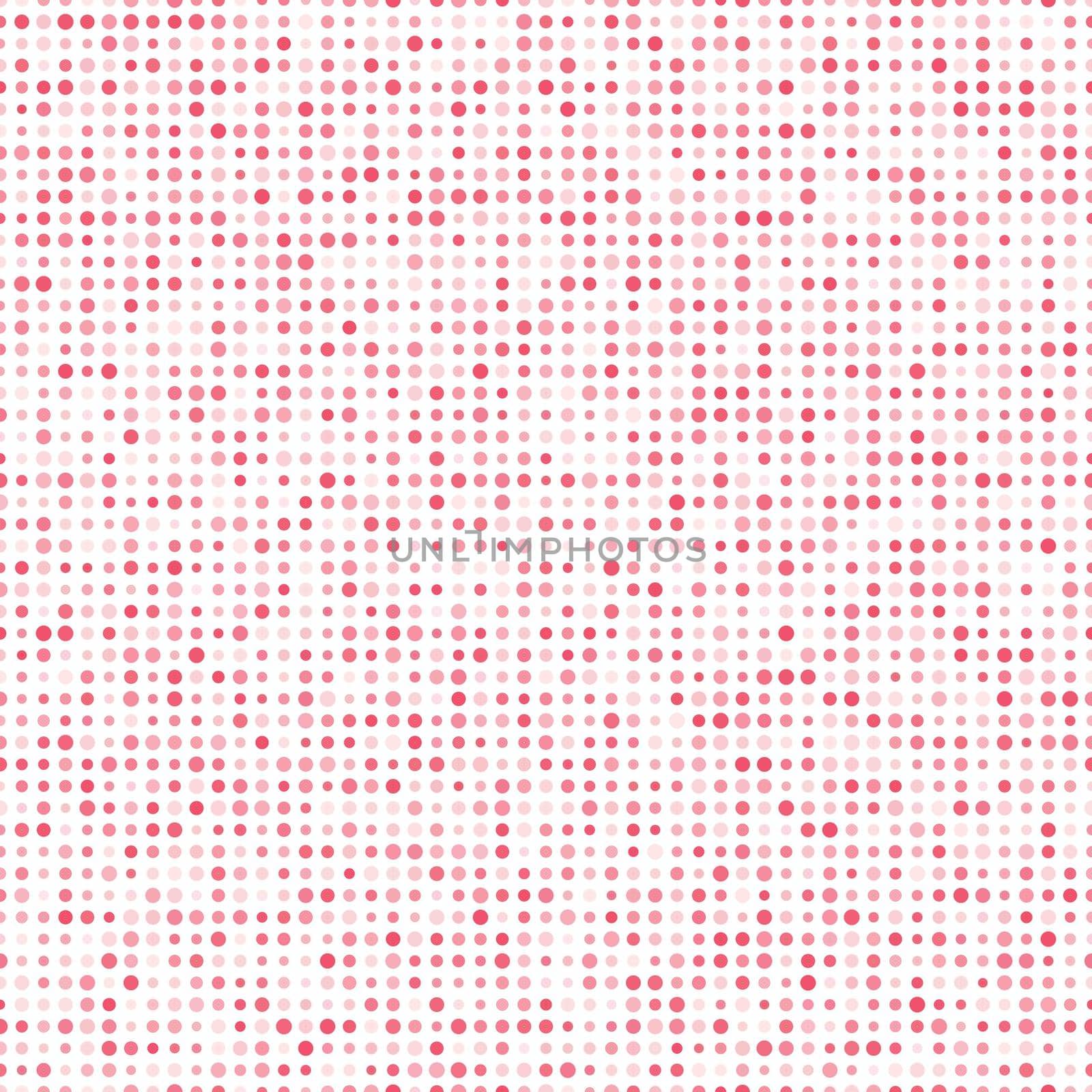 Abstract fashion polka dots background. White seamless pattern with pink gradient circles. Template design for invitation, poster, card, flyer, banner, textile, fabric.