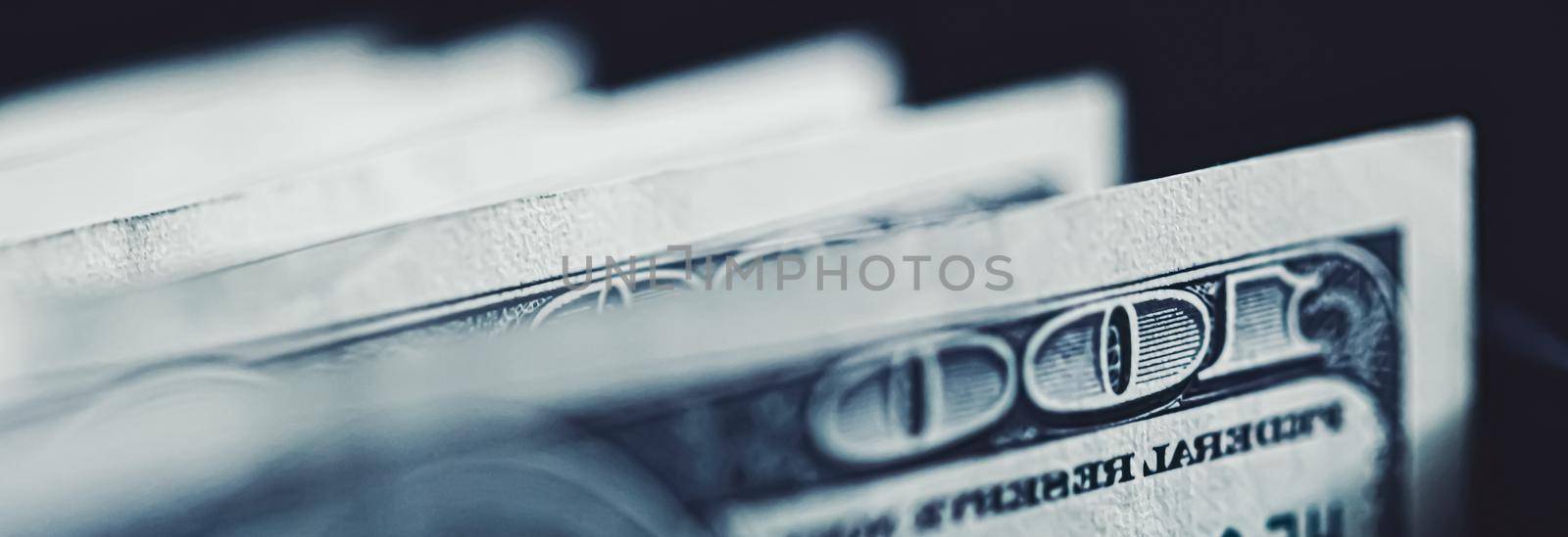 American dollar bills as finance and investment concept, macro closeup