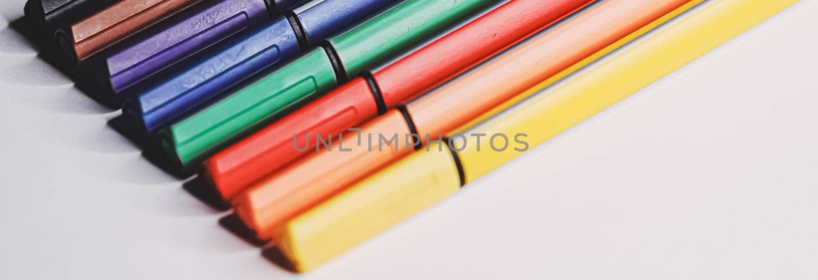 Colourful felt-tip pens for drawing, closeup