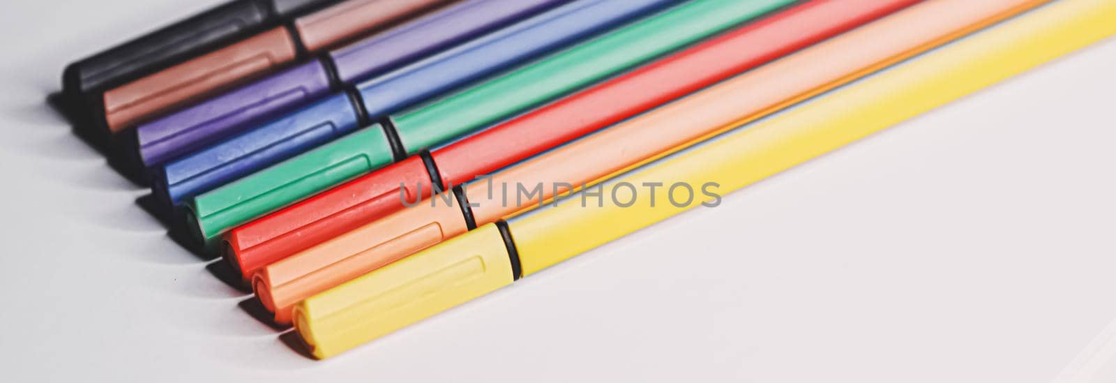 Colourful felt-tip pens for drawing, closeup