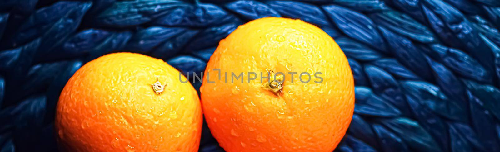 Organic oranges fresh from the garden, healthy food and fruits closeup