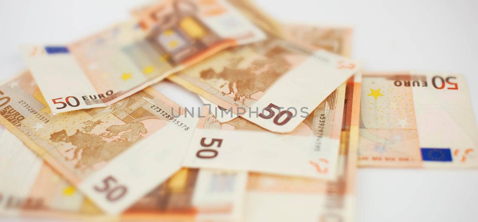 Euro banknotes. 50 euro money. Money finance earning sector concept by SlayCer