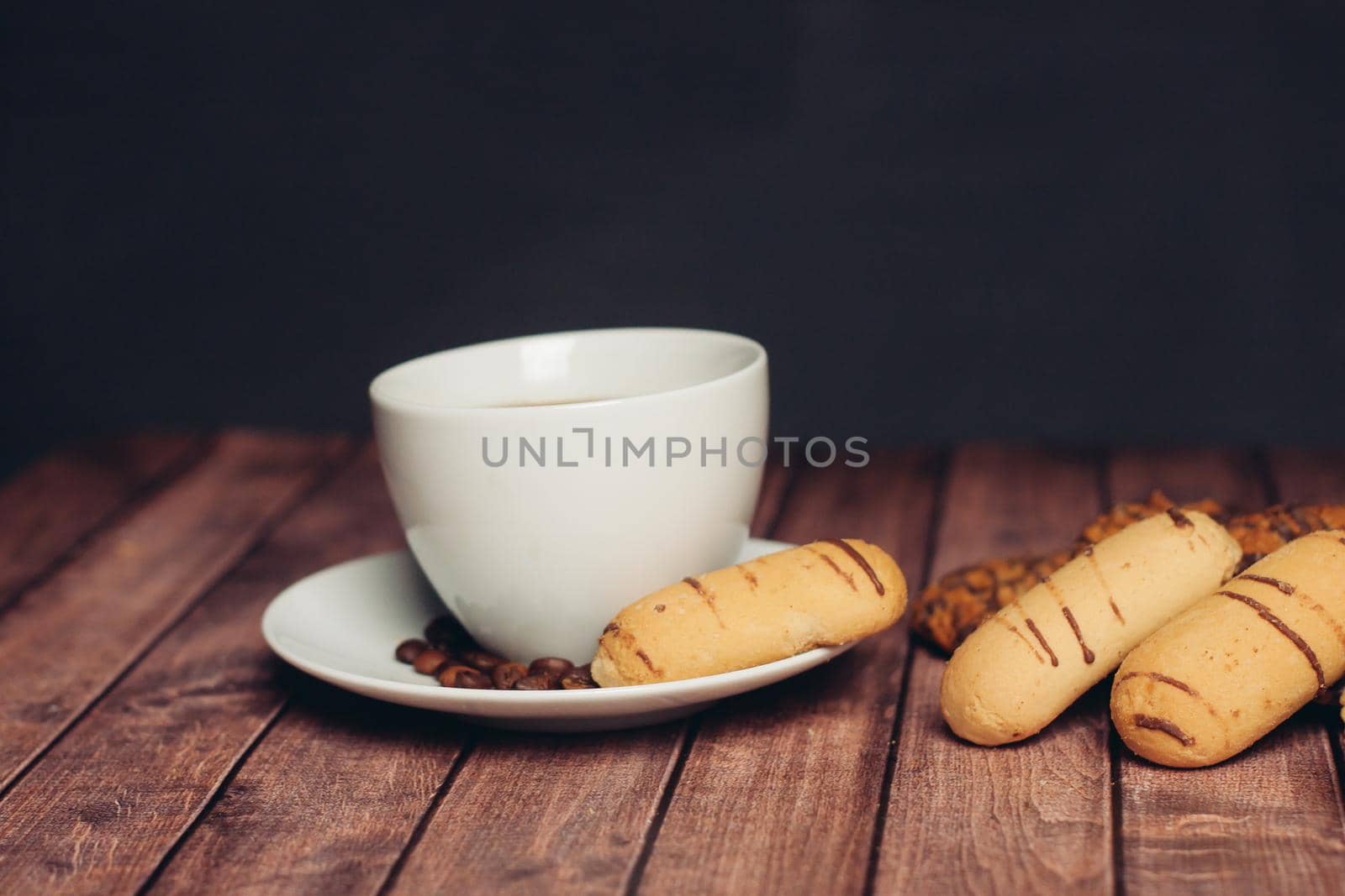 a cup of coffee sweets cookies desserts breakfast. High quality photo