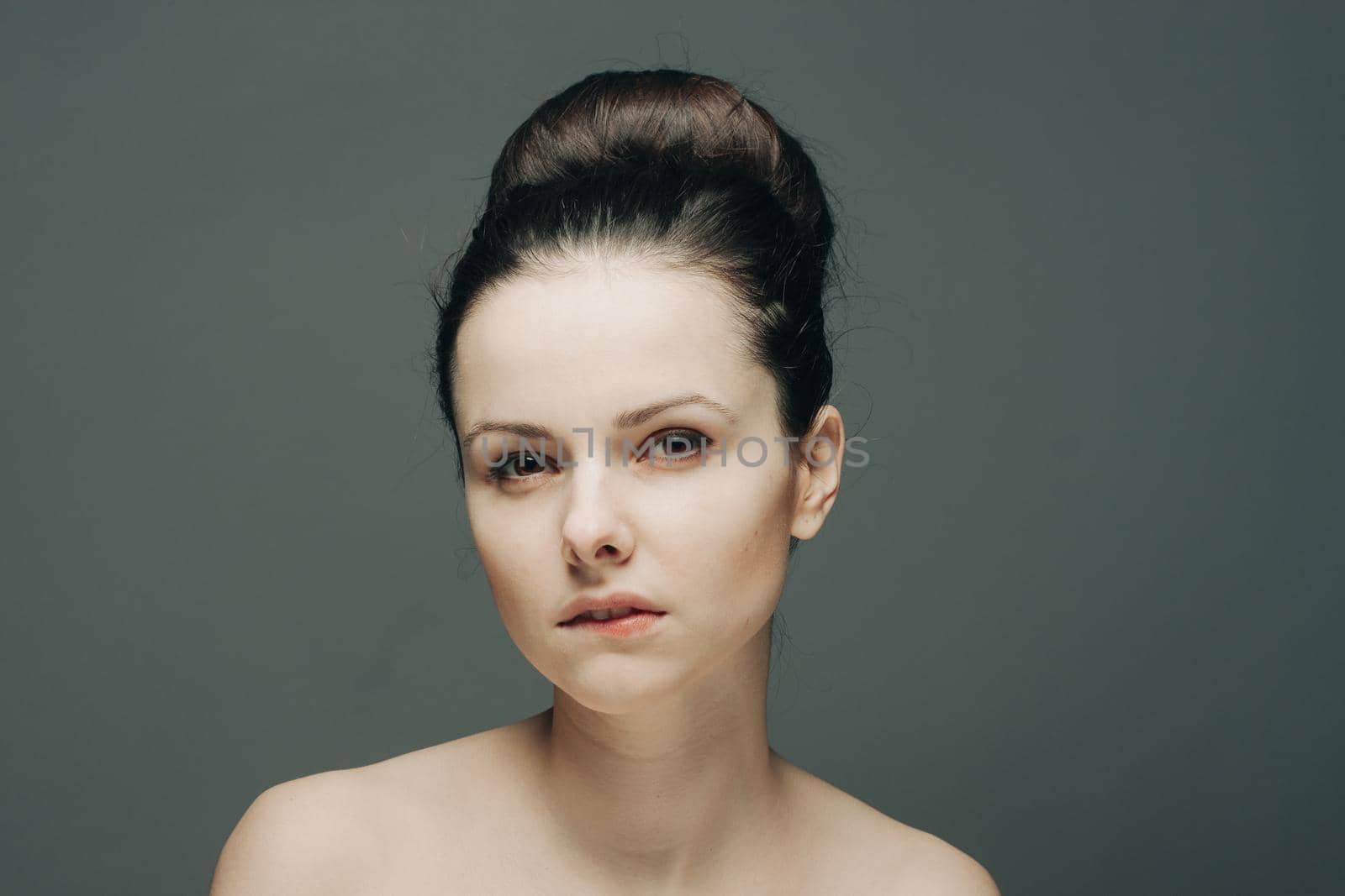 woman with bare shoulders attractive look cropped view isolated background. High quality photo