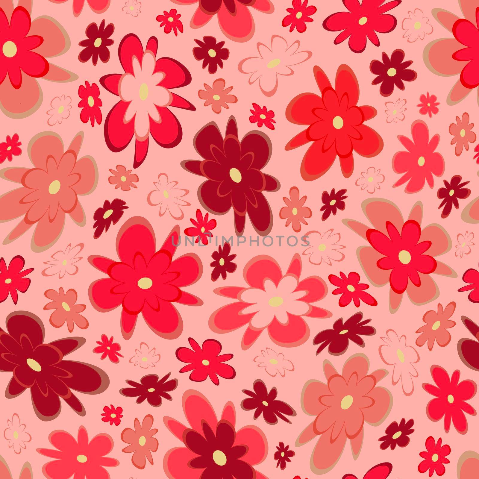 Trendy fabric pattern with miniature flowers.Summer print.Fashion design.Motifs scattered random.Elegant template for fashion prints.Good for fashion,textile,fabric,gift wrapping paper.Coral on pink by Angelsmoon