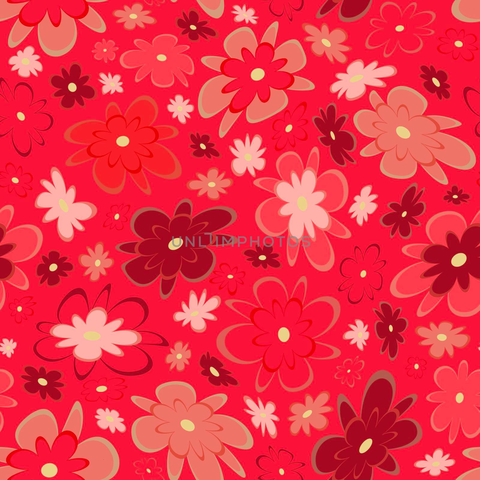 Trendy fabric pattern with miniature flowers.Summer print.Fashion design.Motifs scattered random.Elegant template for fashion prints.Good for fashion,textile,fabric,gift wrapping paper.Pink on coral by Angelsmoon