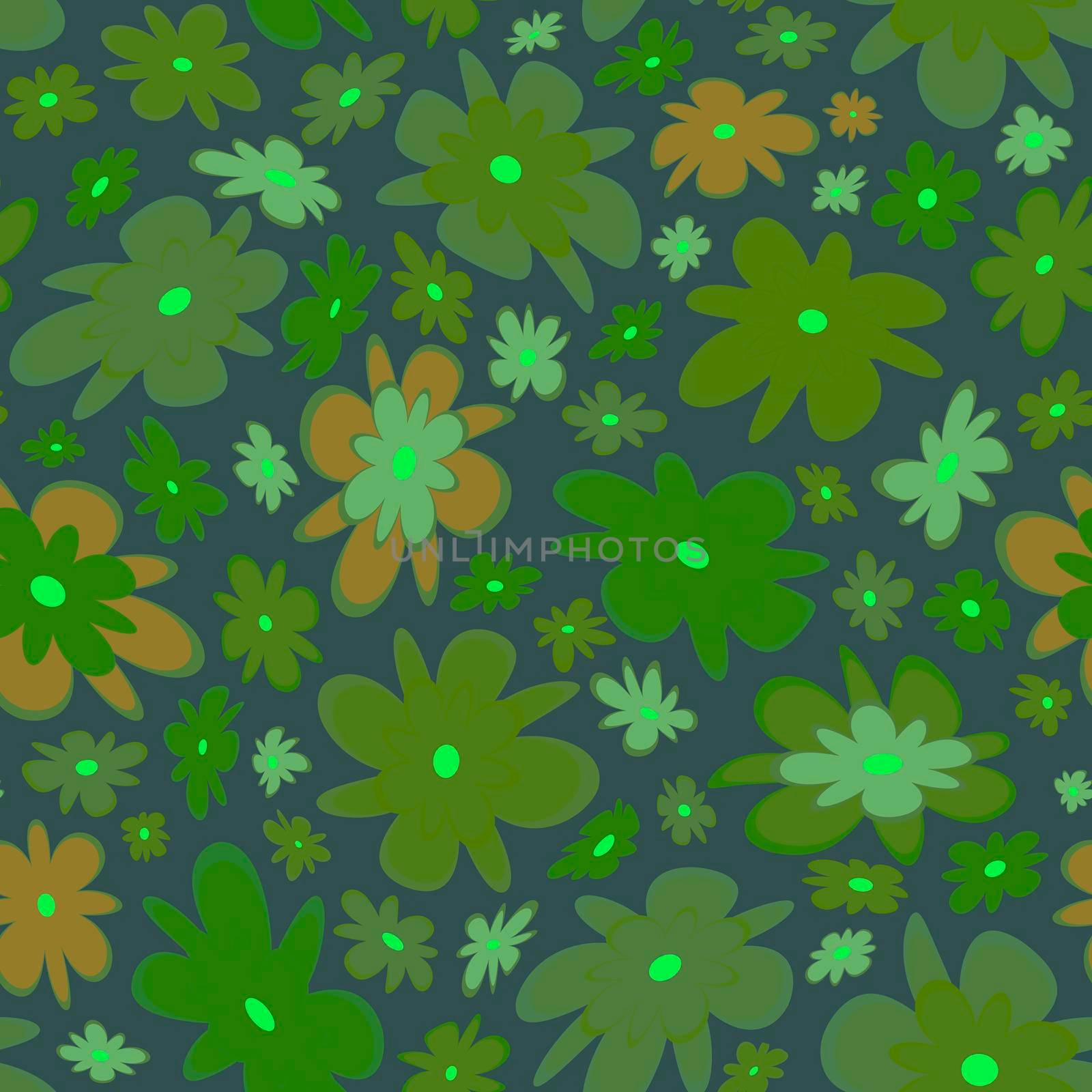 Trendy fabric pattern with miniature flowers.Summer print.Fashion design.Motifs scattered random.Elegant template for fashion prints.Good for fashion,textile,fabric,gift wrapping paper.Green on gray by Angelsmoon
