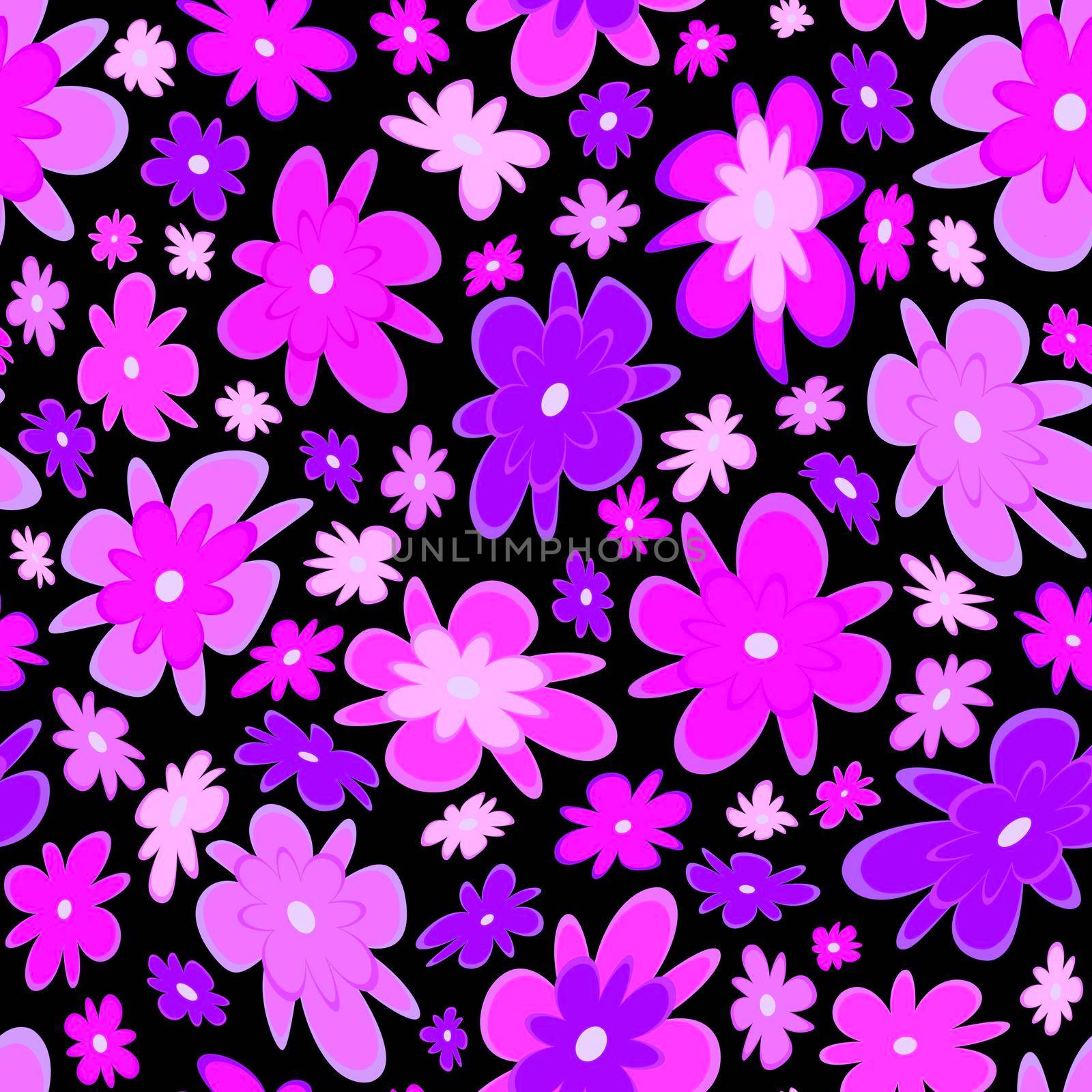 Trendy fabric pattern with miniature flowers.Summer print.Fashion design.Motifs scattered random.Elegant template for fashion prints.Good for fashion,textile,fabric,gift wrapping paper.Pink on black.