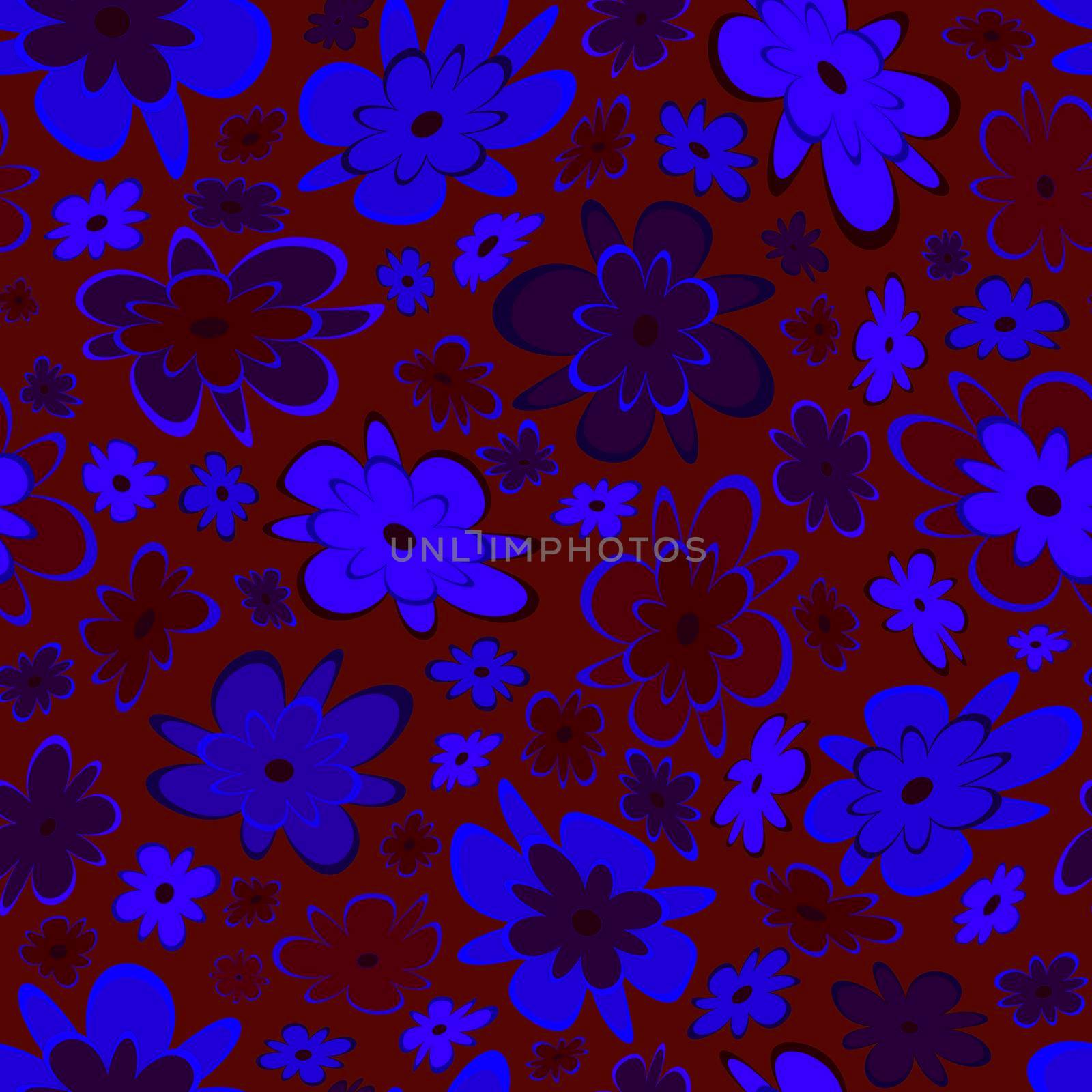 Trendy fabric pattern with miniature flowers.Summer print.Fashion design.Motifs scattered random.Elegant template for fashion prints.Good for fashion,textile,fabric,gift wrapping paper.Blue burgundy.