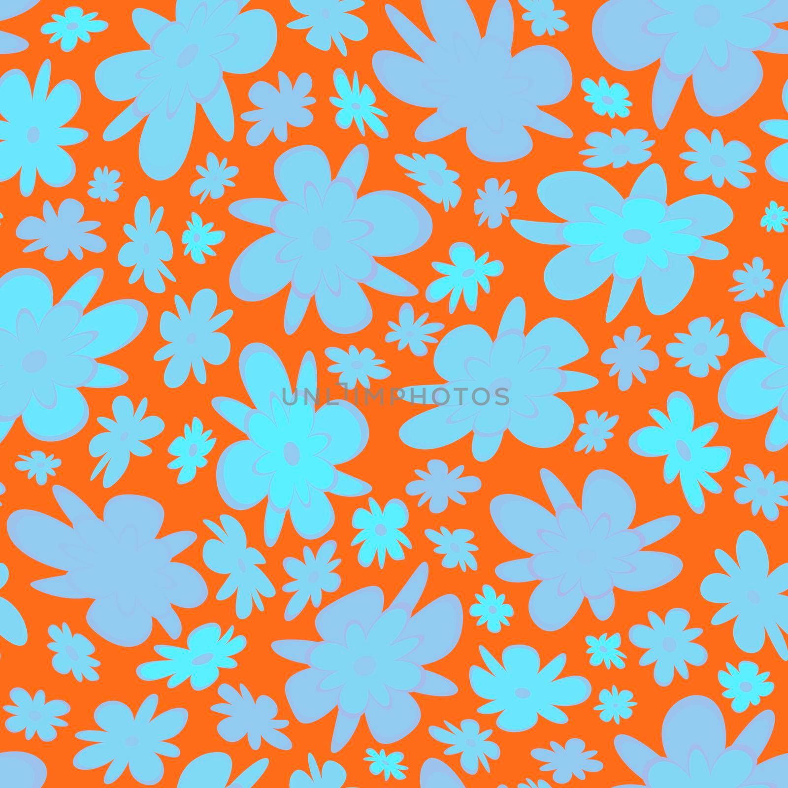 Trendy fabric pattern with miniature flowers.Summer print.Fashion design.Motifs scattered random.Elegant template for fashion prints.Good for fashion,textile,fabric,gift wrapping paper.Orange azure by Angelsmoon