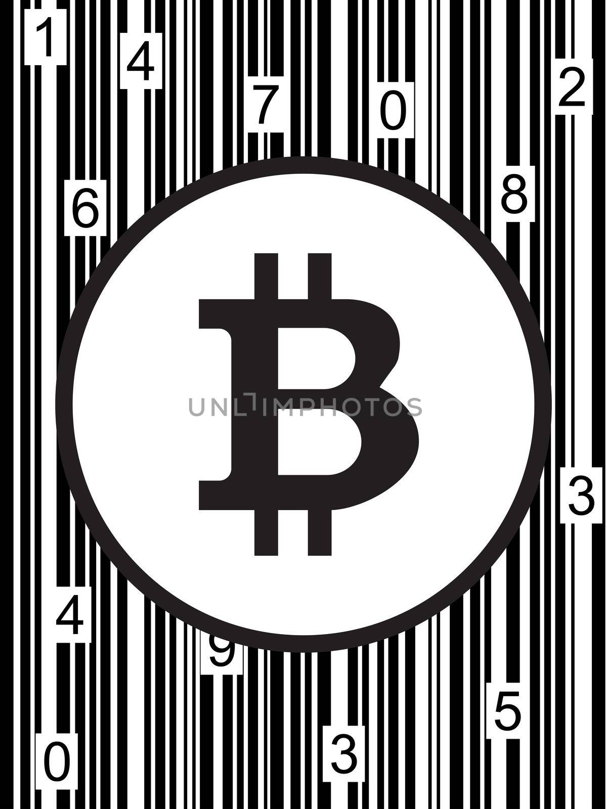 Golden bitcoin with symbol over a white background