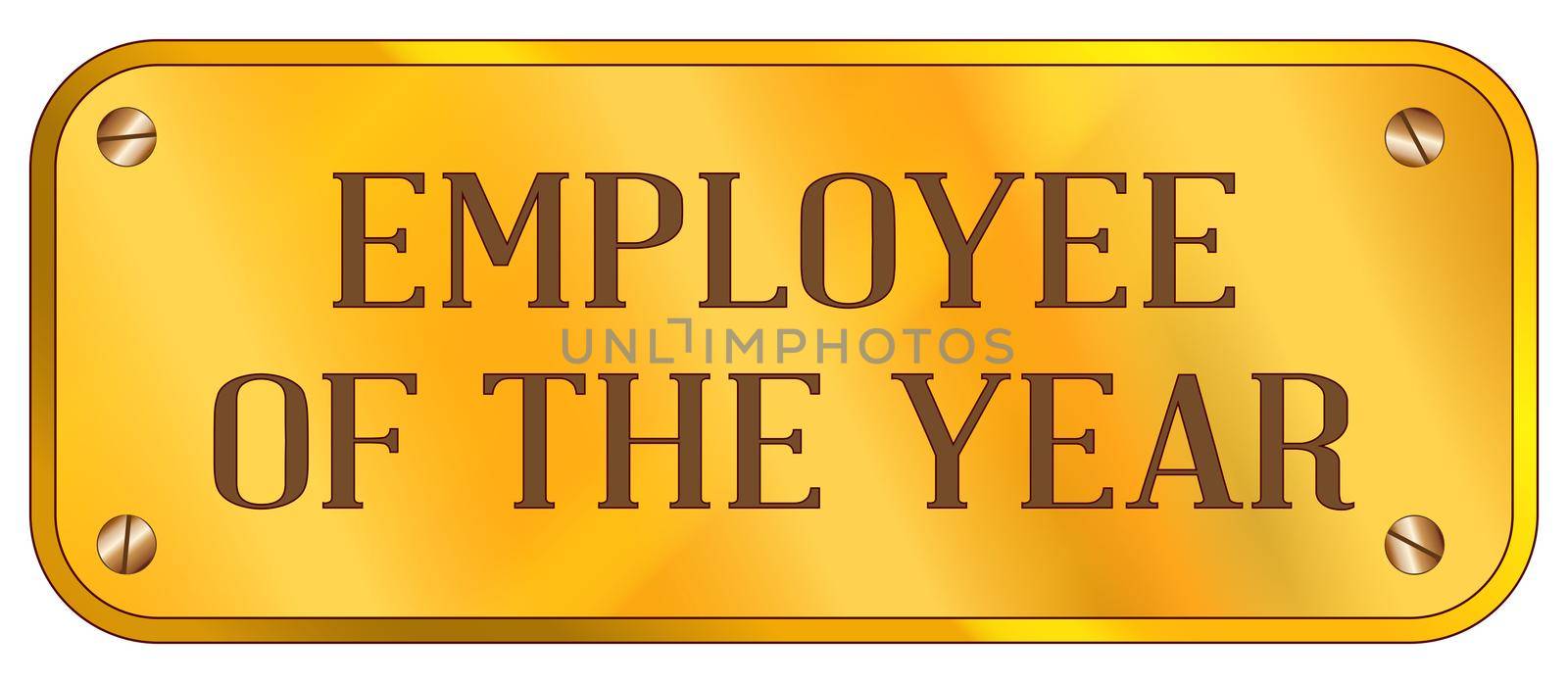 A brass plaque with the text Employee of the Year