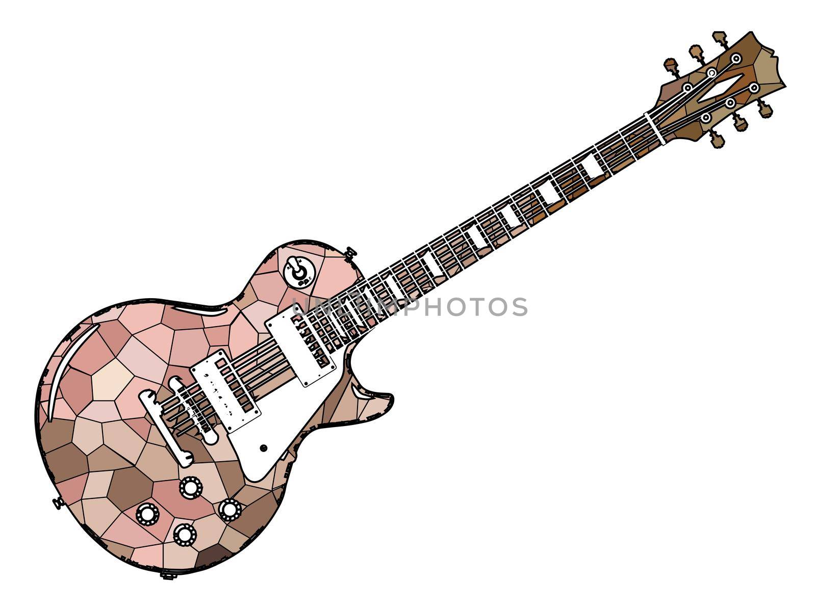 A classic red electric solid body guitar isolated on a white background