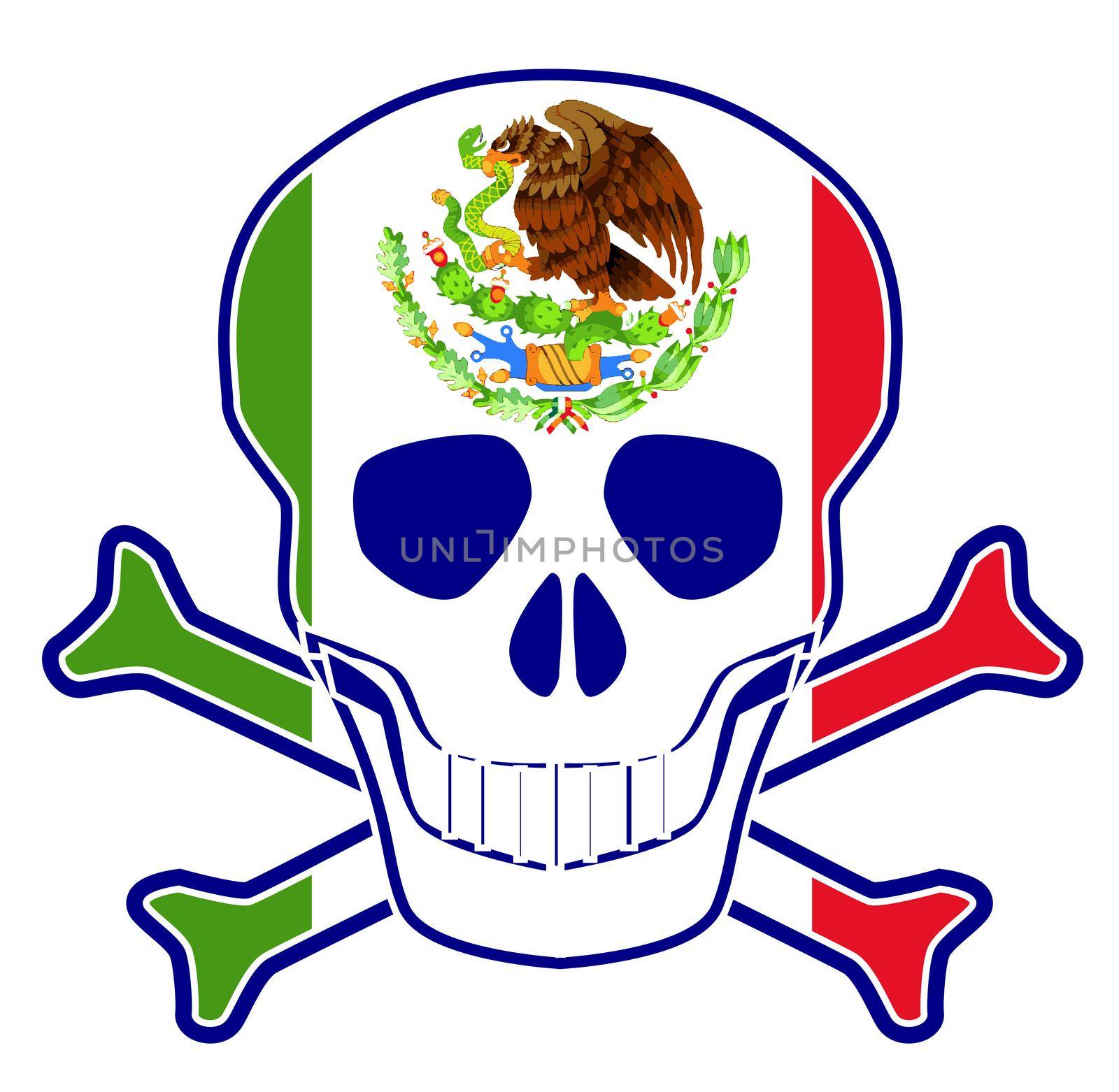 Mexican Flag Skull by Bigalbaloo