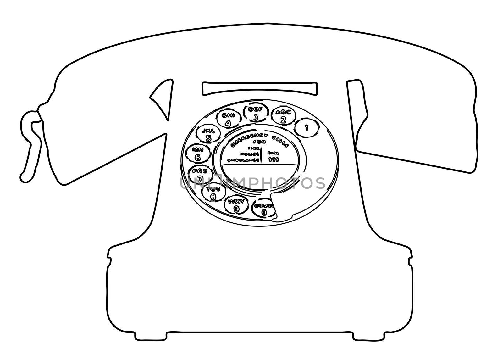 A large outline of an old fashioned typical hot line telephone