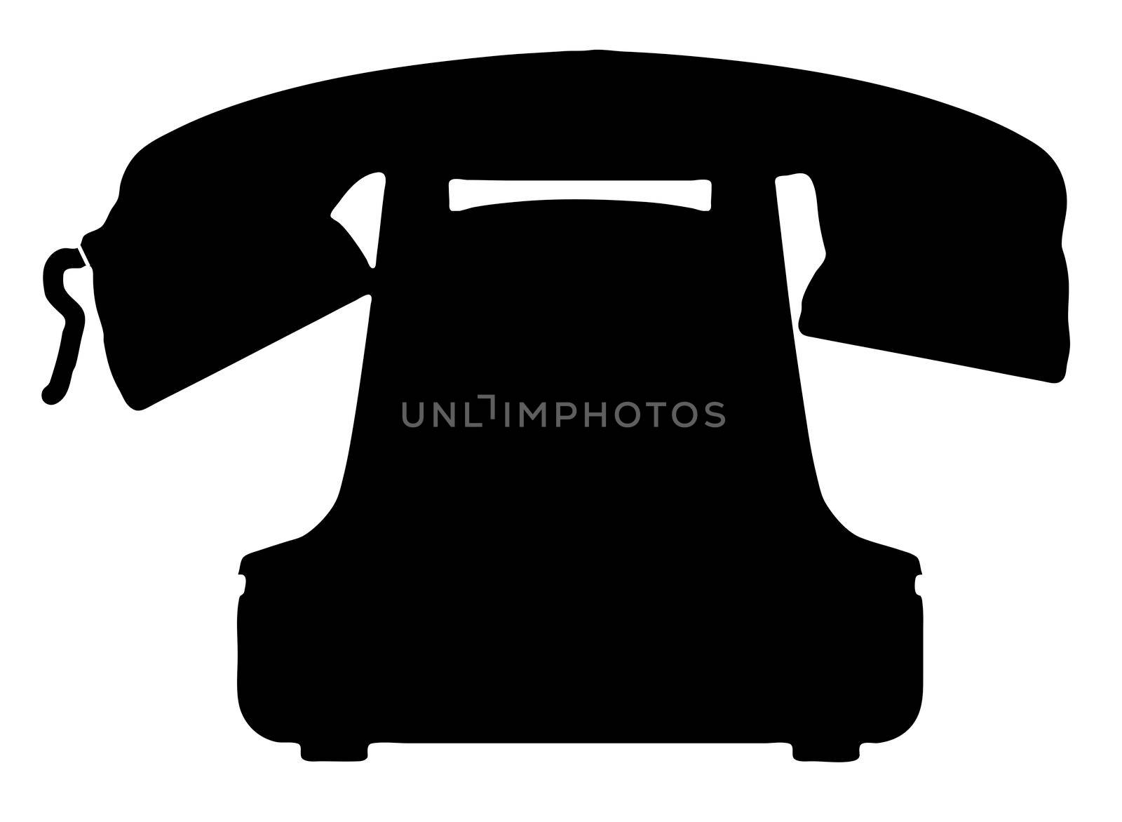 Silhouette of an old fashioned typical hot line telephone