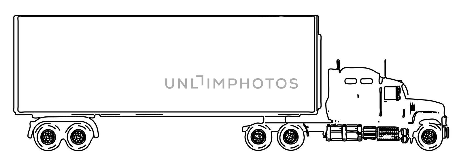 A large lorry and trailor over a white background