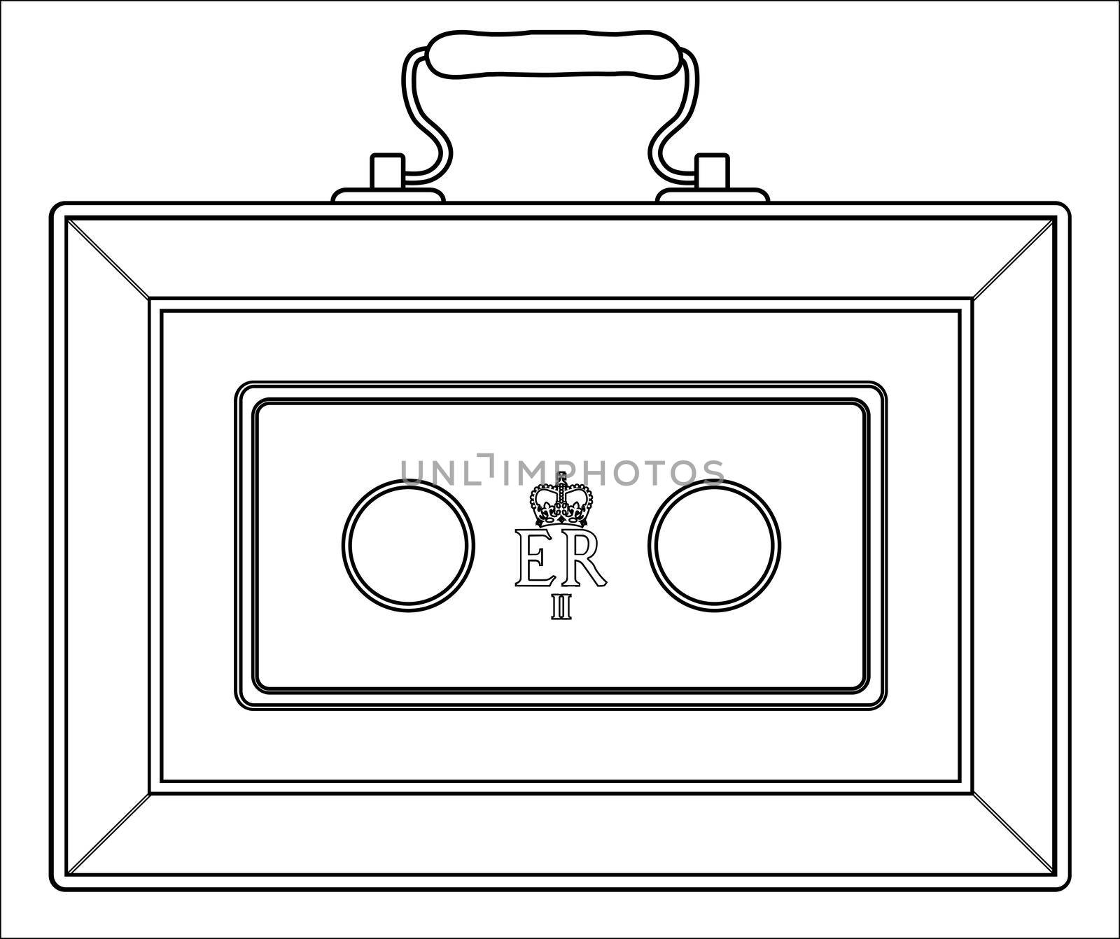 The case as displayed by the UK Chancellor of the Exchequer during a new budget over a white background