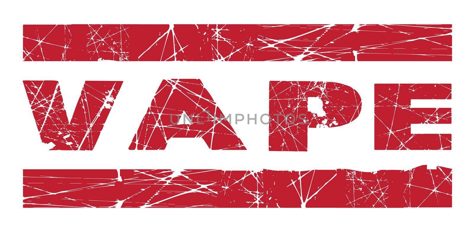 A red rubber inkk stamped mark stating vape over a white background