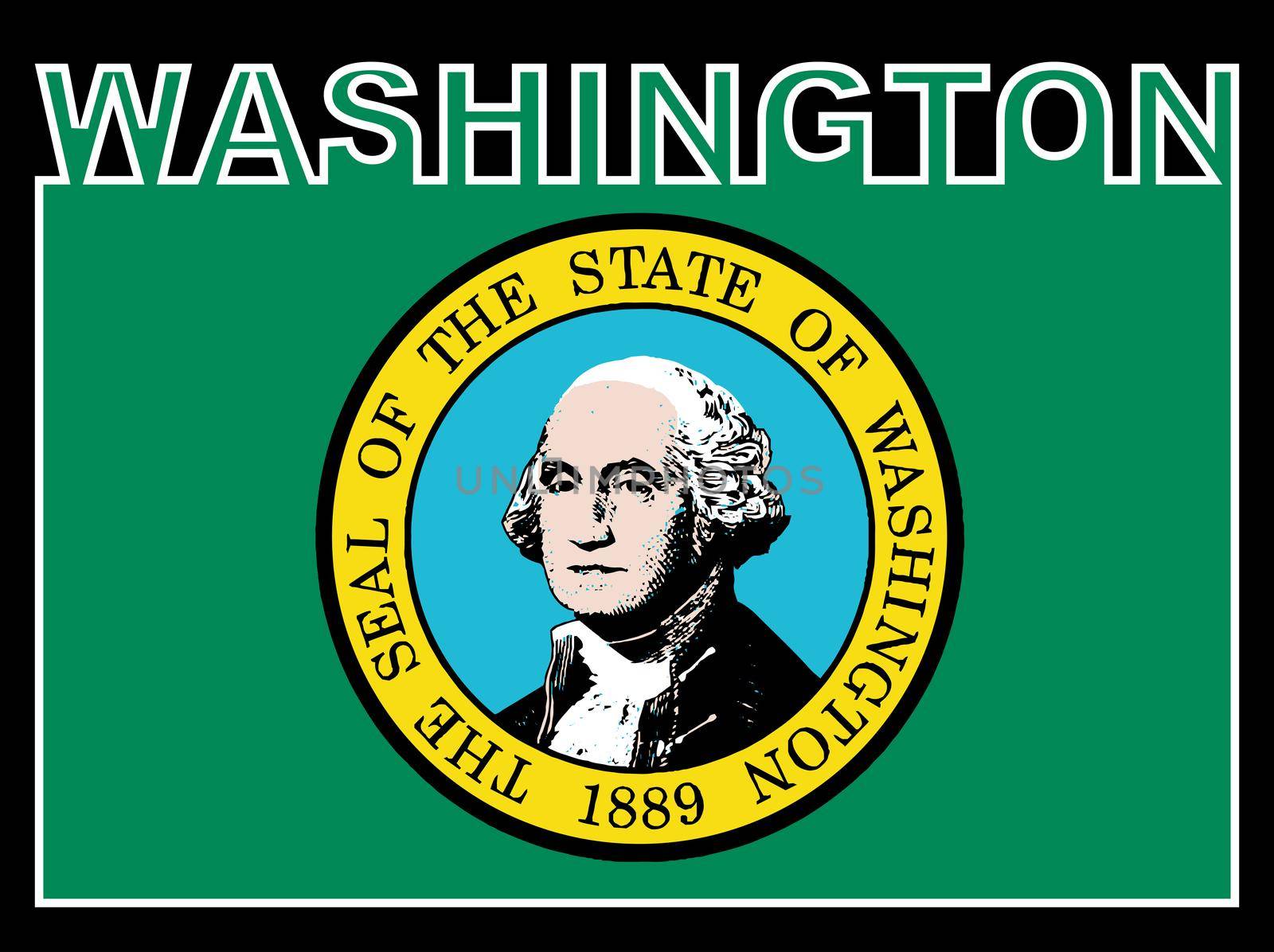 Washington State Text Flag by Bigalbaloo