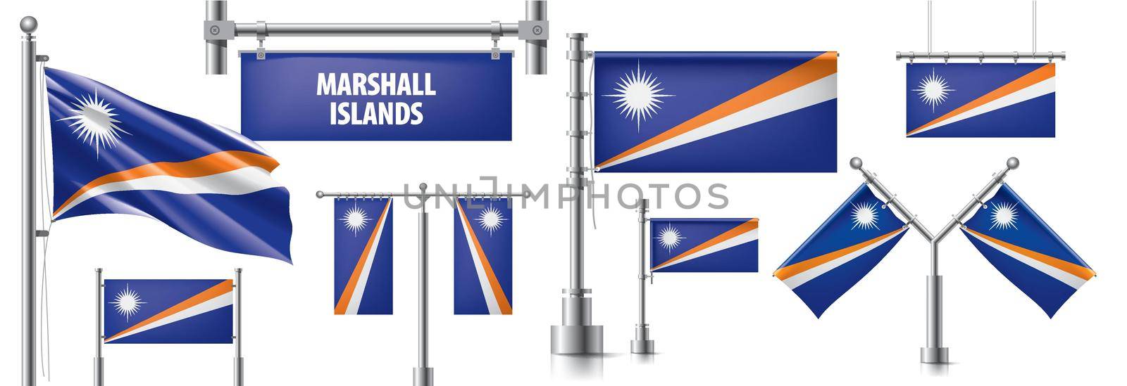 Vector set of the national flag of Marshall Islands in various creative designs by butenkow