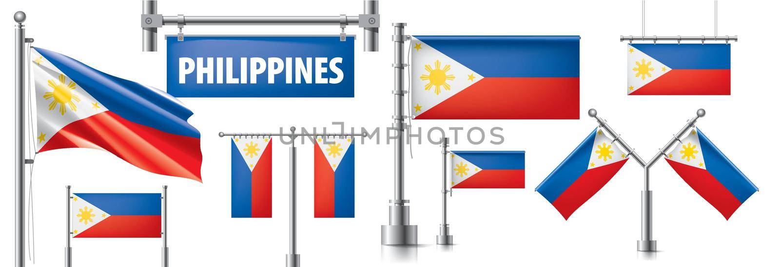 Vector set of the national flag of Philippines in various creative designs by butenkow