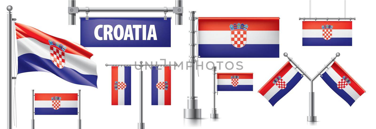 Vector set of the national flag of Croatia in various creative designs.