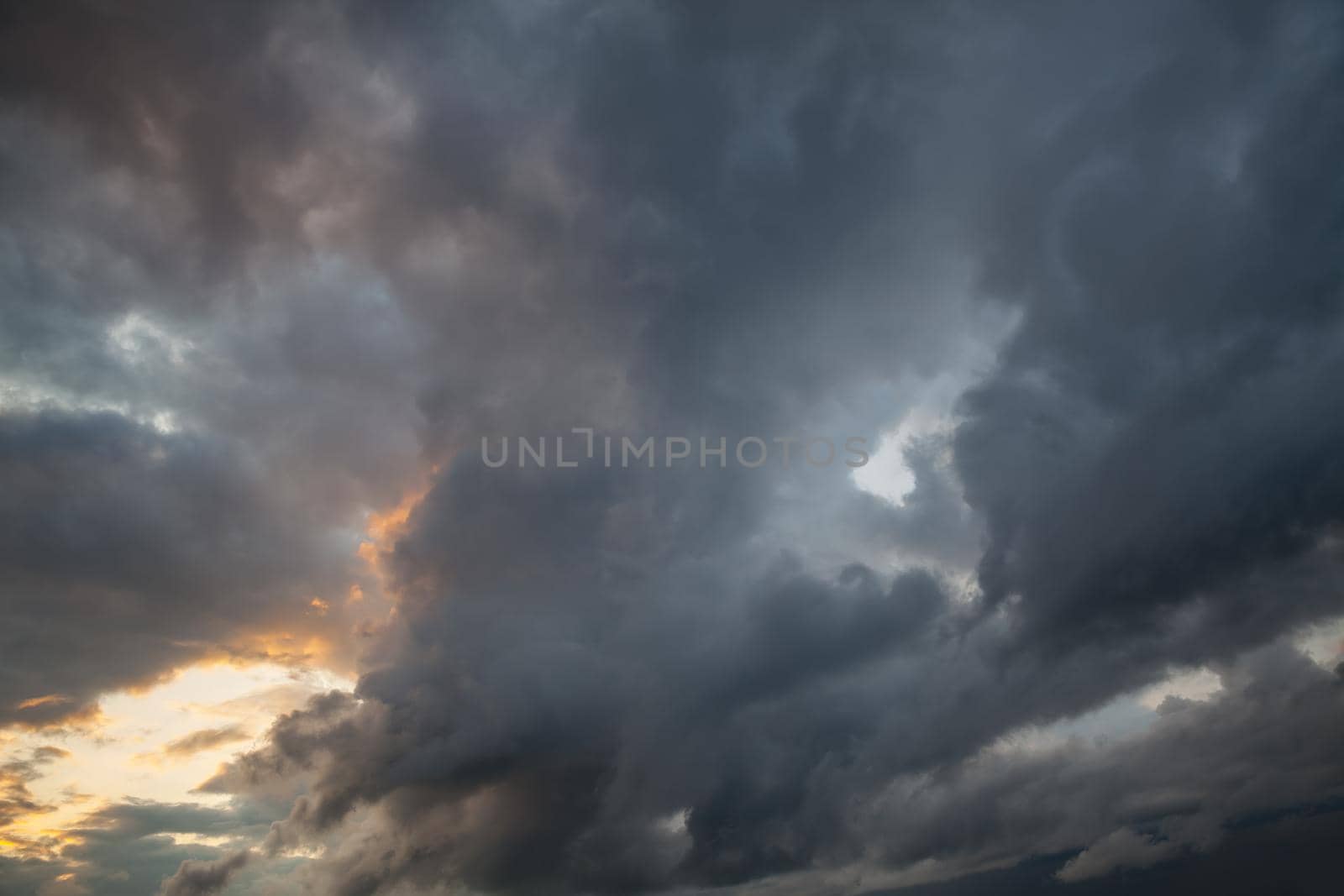 Dramatic sky with stormy clouds. Nature background