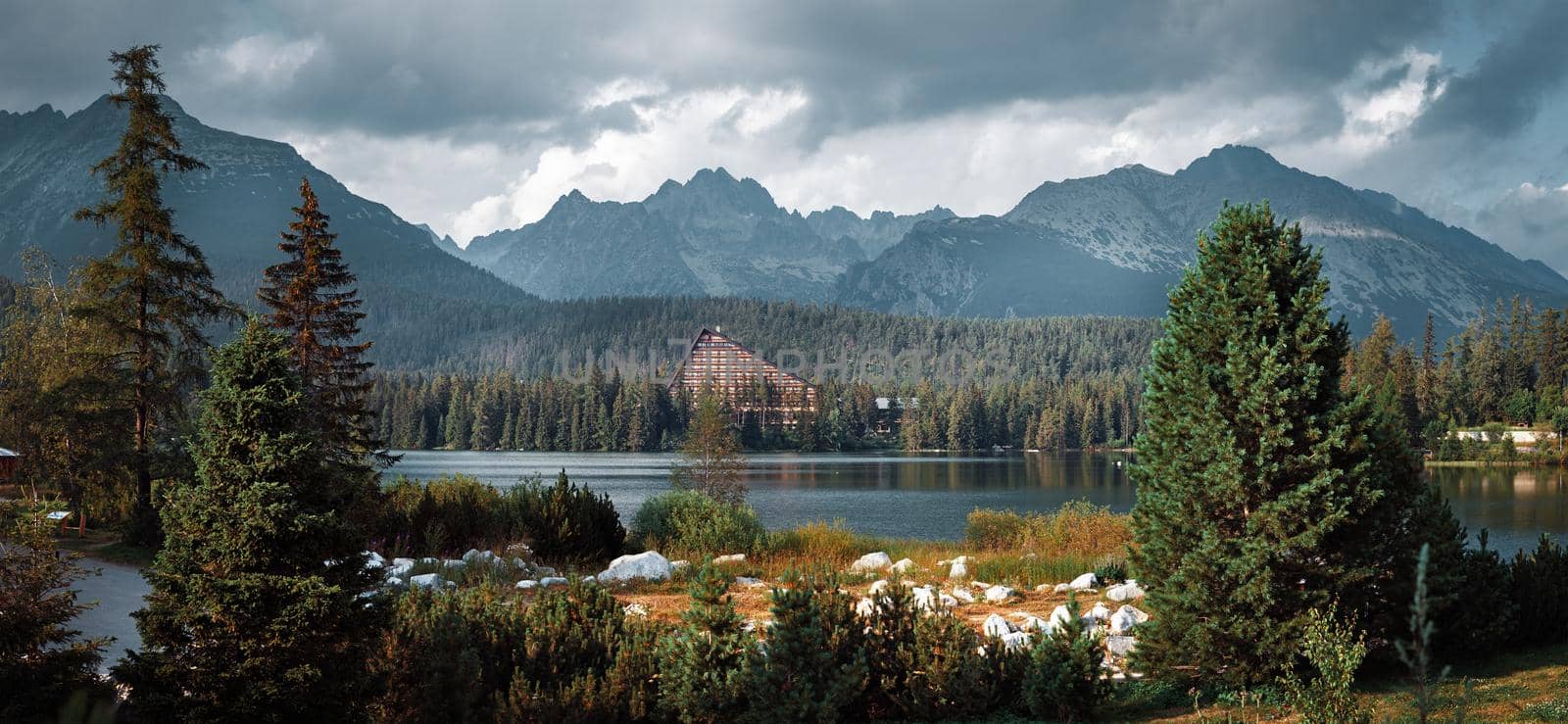 Mountain lake in National Park High Tatra. Strbske pleso, Slovakia, Europe