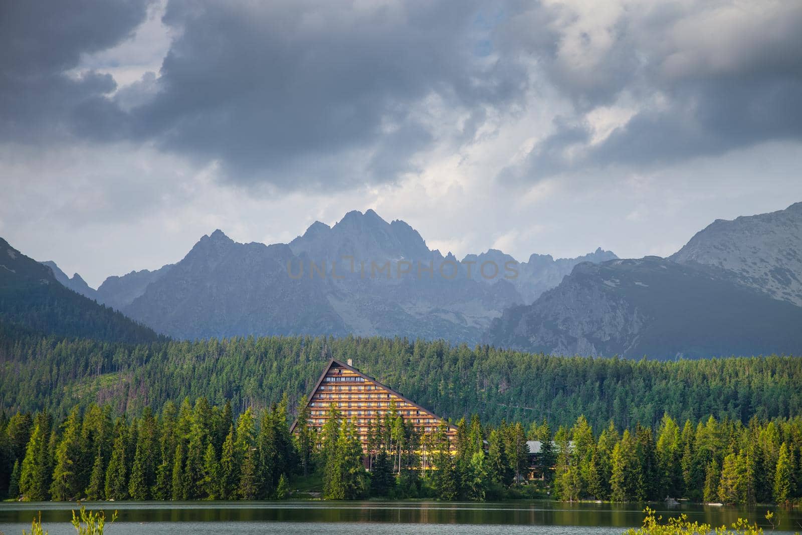 Mountain lake in National Park High Tatra. Strbske pleso, Slovakia, Europe