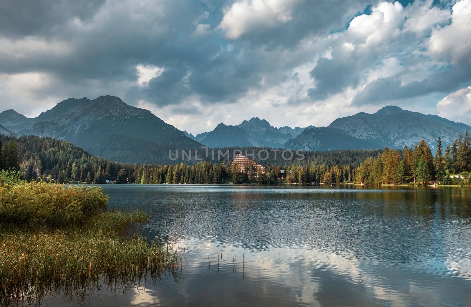 Mountain lake in National Park High Tatra. Strbske pleso, Slovakia, Europe