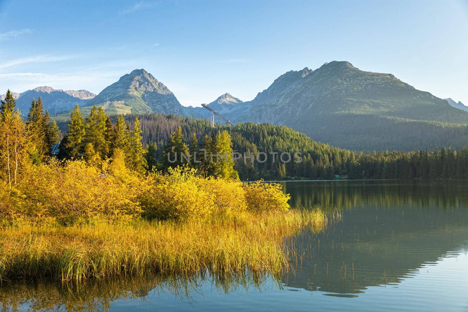 Mountain lake in National Park High Tatra. Strbske pleso, Slovakia, Europe