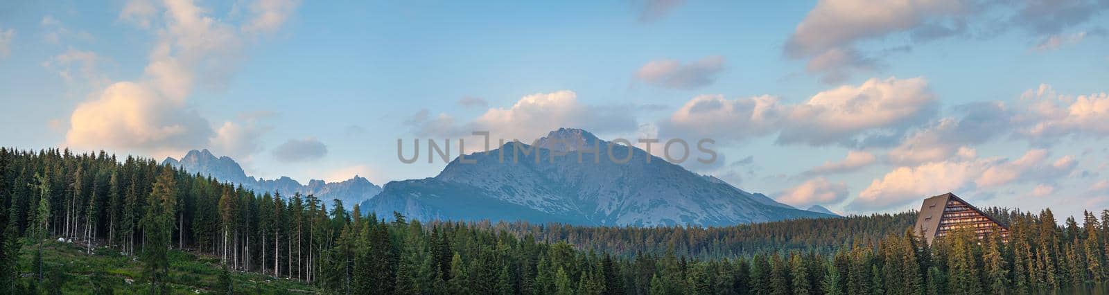 Clouds over the mountains in High Tatras National Park. Strbske pleso, Slovakia, Europe