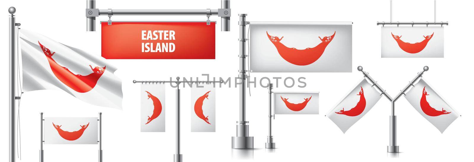 Vector set of the national flag of Easter Island in various creative designs by butenkow