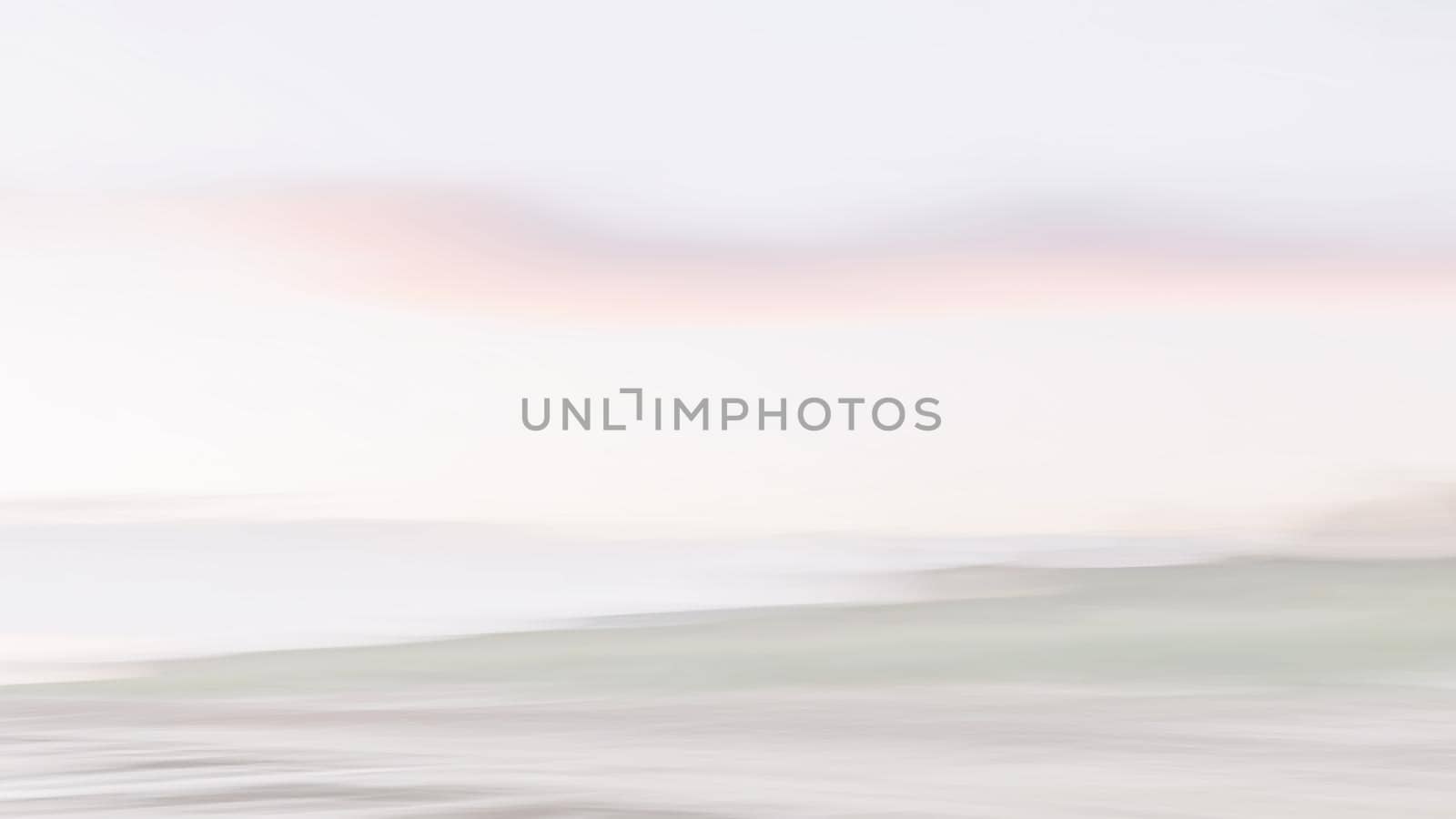 Abstract blurred sea landscape and cloudy sky background in light tonality with copy space