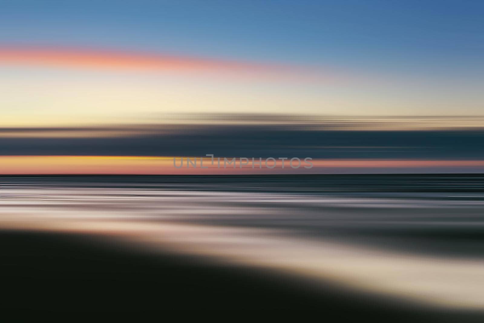Abstract blurred sea landscape and cloudy sky background