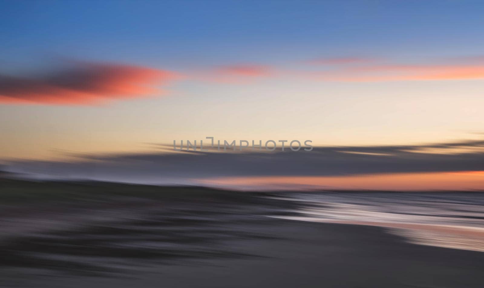 Abstract blurred sea landscape and cloudy sky background