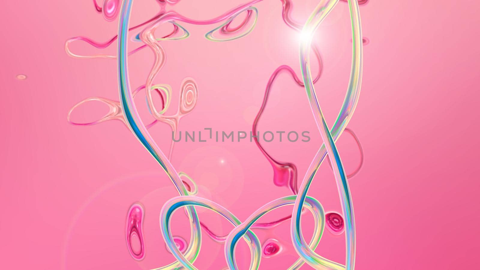 Abstract pink background with light lines. 3d image, 3d rendering