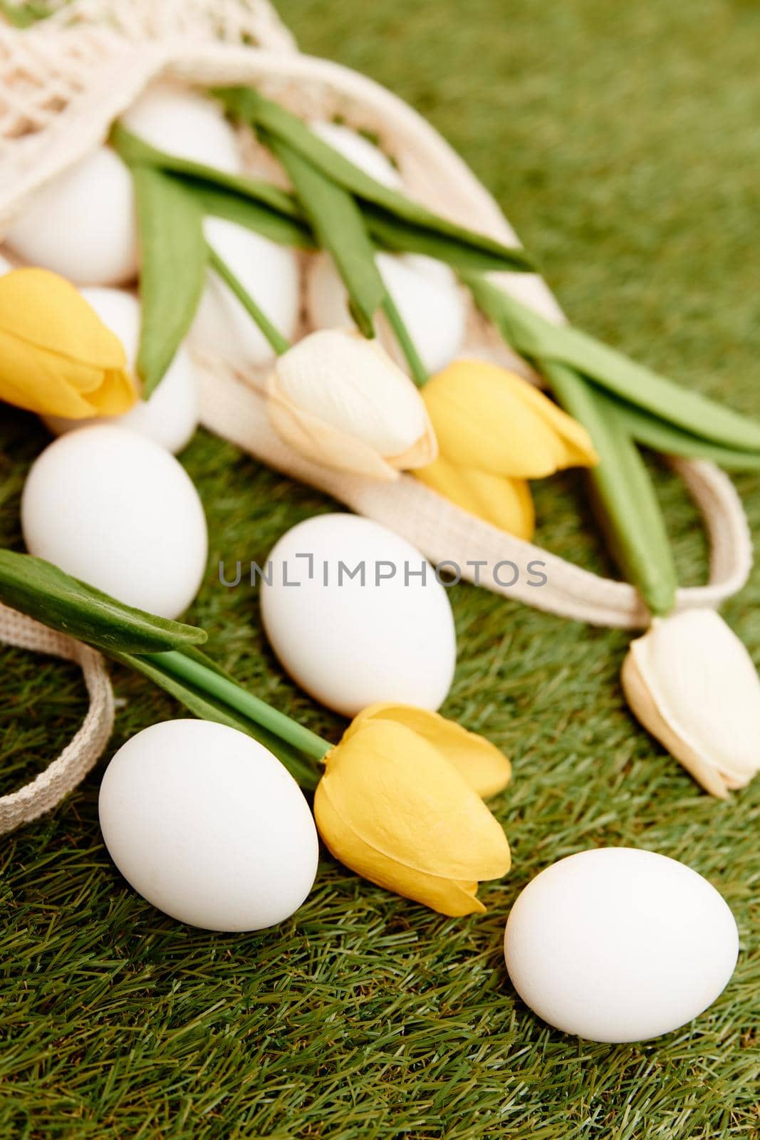 tulips white eggs easter grass holiday decoration by SHOTPRIME