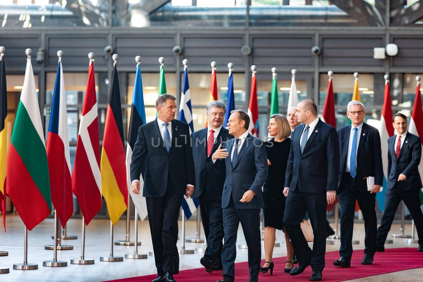 BRUSSELS, BELGIUM - May 13, 2019: Meeting of EU leaders at the EU headquarters. High Level Conference for Eastern Community Leaders in Brussels