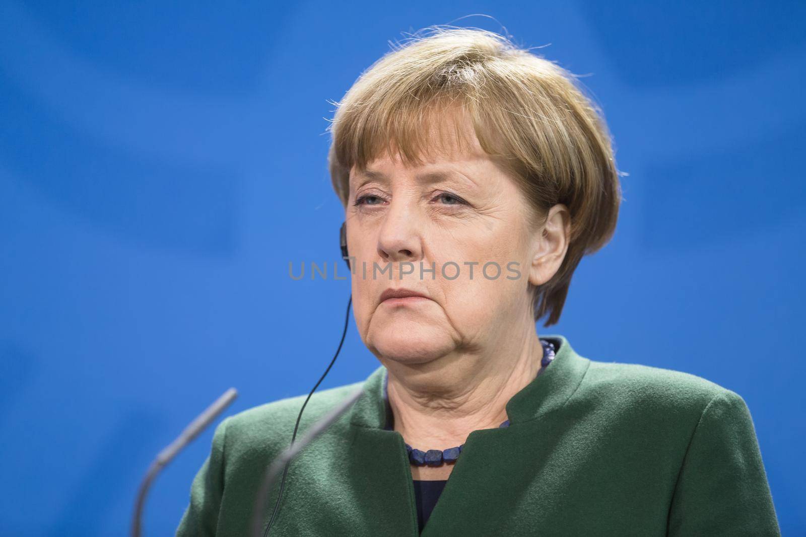 BERLIN, GERMANY - Jan 30, 2017: Chancellor of the Federal Republic of Germany Angela Merkel during a joint briefing with President of Ukraine Petro Poroshenko