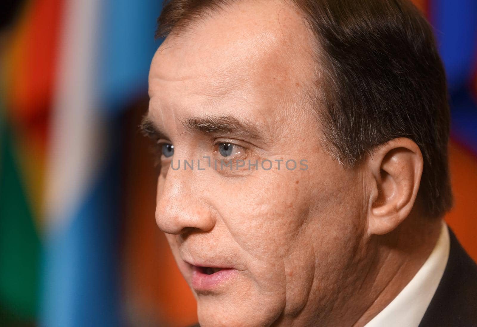 BRUSSELS, BELGIUM - Nov 24, 2017: Prime Minister of the Kingdom of Sweden Stefan Lofven at the Fifth Eastern Partnership Summit
