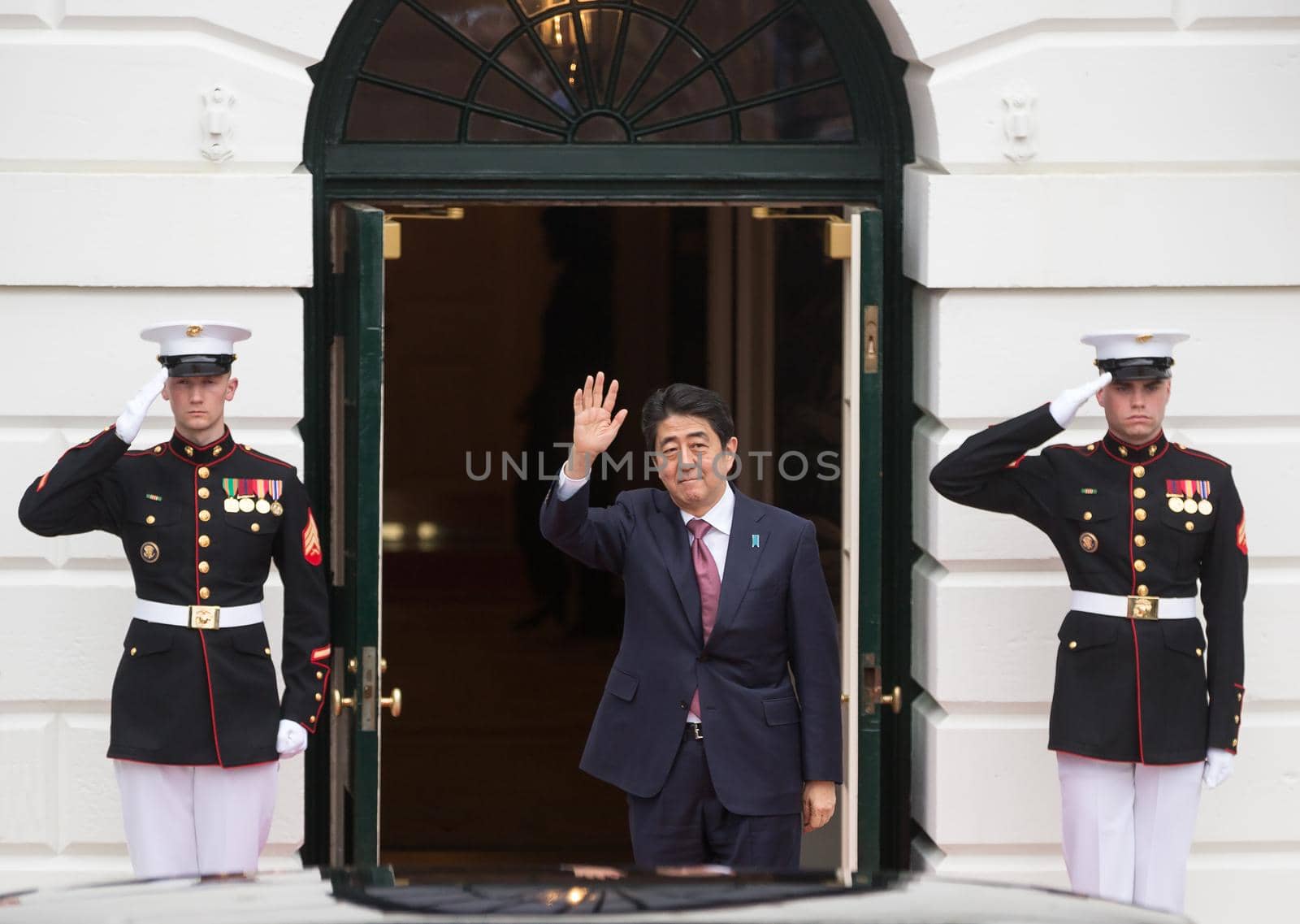 WASHINGTON D.C., USA - Mar 31, 2016: Nuclear Security Summit. Japanese Prime Minister Shinzo Abe welcomes the participants and guests of the summit