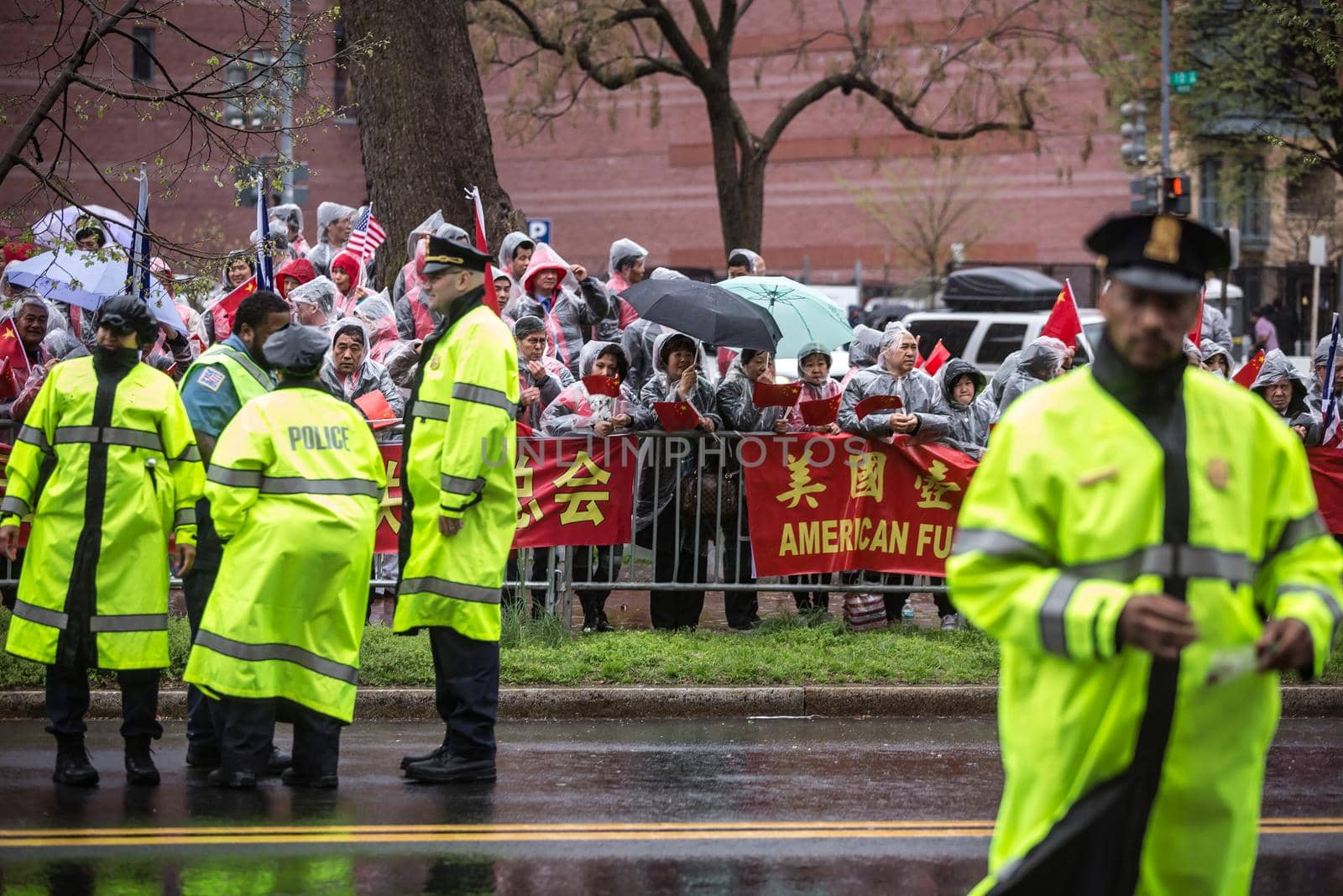 WASHINGTON D.C., USA - Apr 01, 2016: A peaceful demonstration of Chinese activists during the Nuclear Security Summit in Washington, DC
