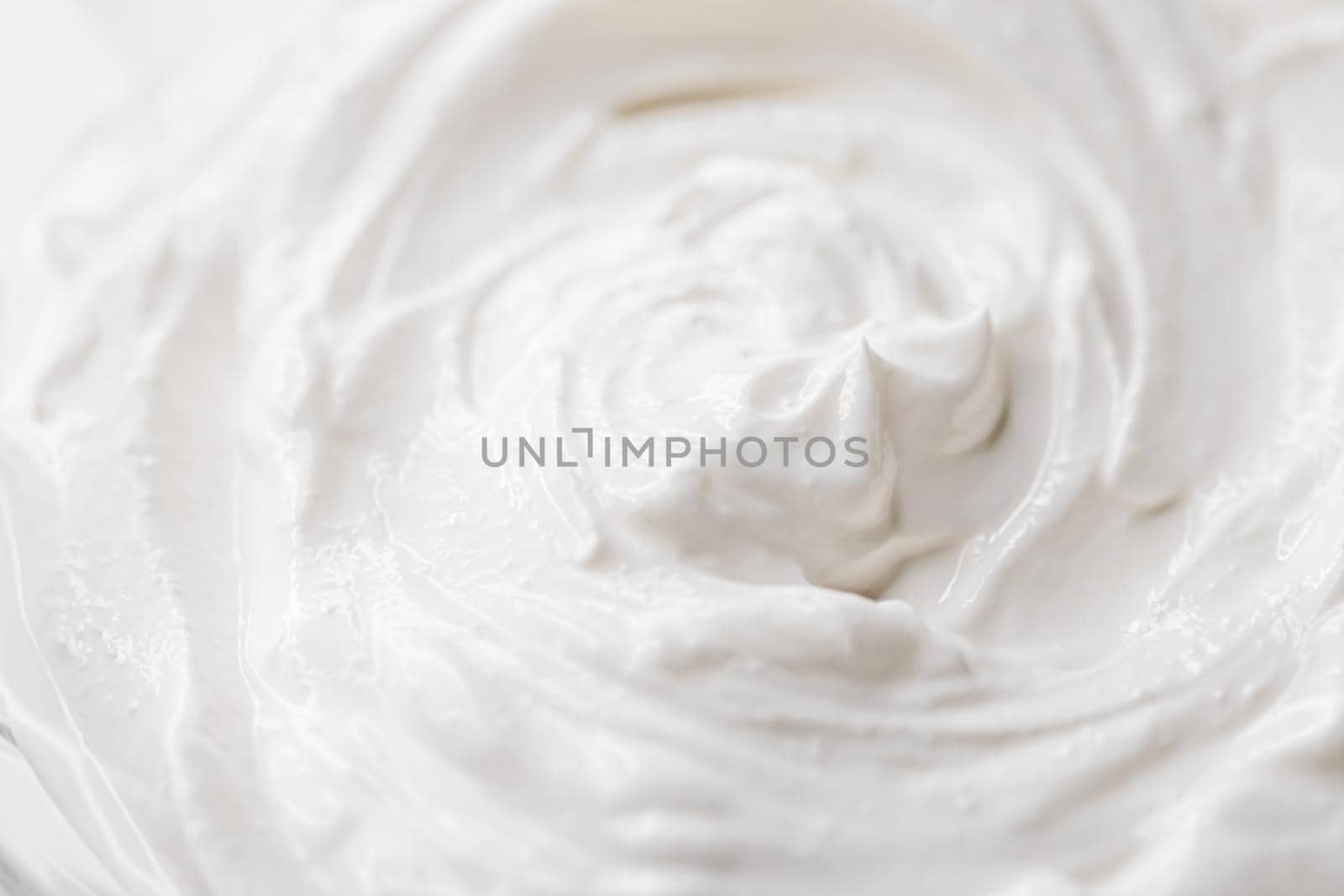 Homemade organic whipped cream, product texture closeup