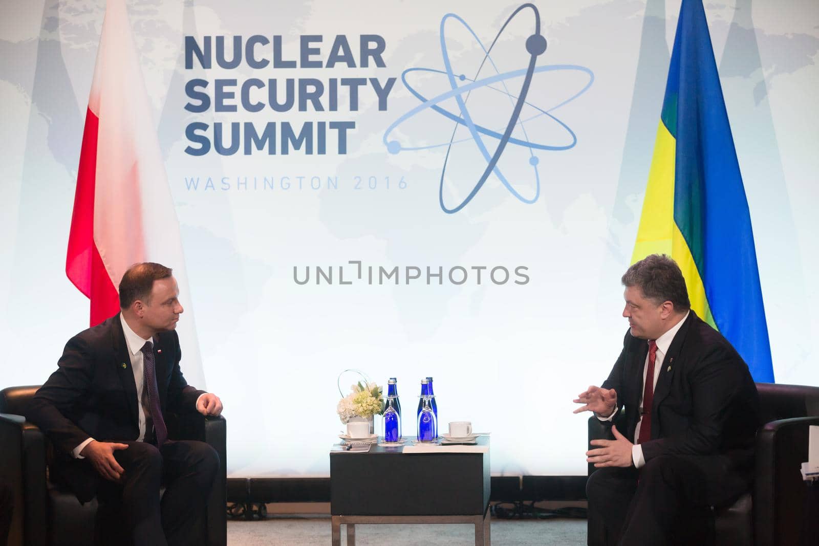 WASHINGTON D.C., USA - Apr 01, 2016: President of Ukraine Petro Poroshenko and President of Poland Andrzej Duda at the Nuclear Security Summit in Washington