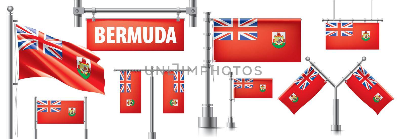 Vector set of the national flag of Bermuda in various creative designs by butenkow