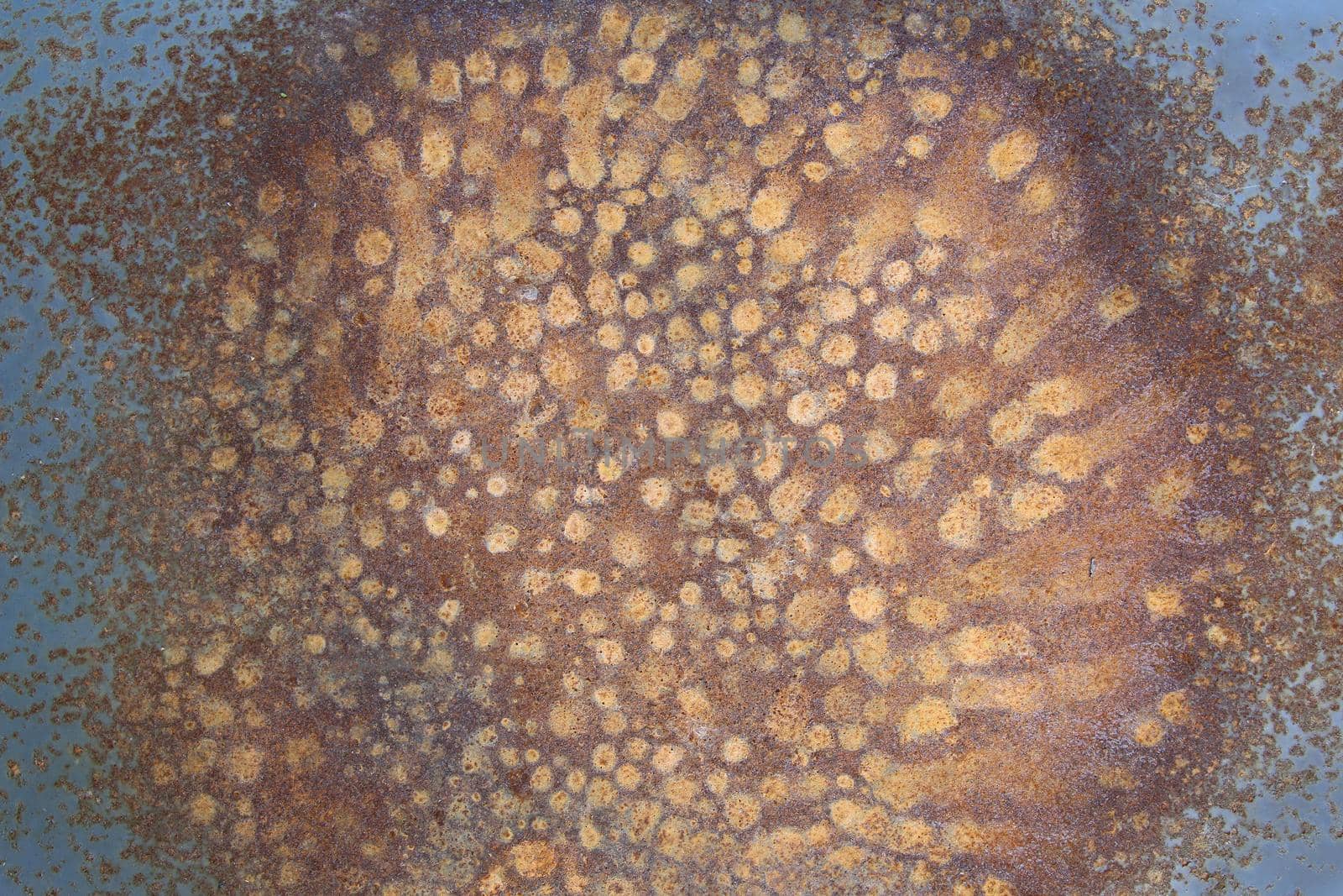 Detail of the rust stains on the metal surface